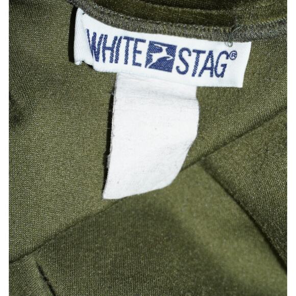 Vintage White Stag Olive Green Velvet V-Neck Short Sleeve Top Women’s M/L - Picture 7 of 7